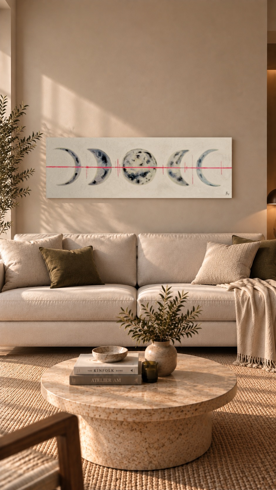 Frecuencia Lunar en un salón: visualización de la obra en un espacio